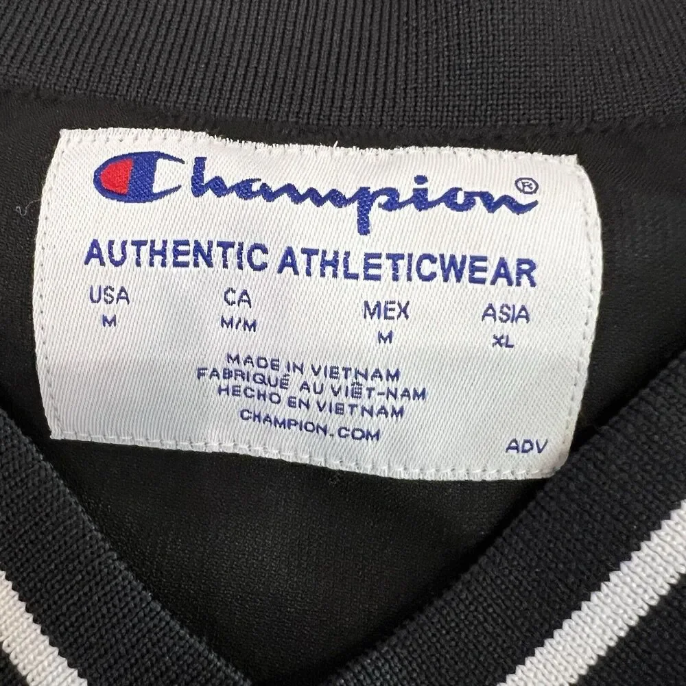 Champion Jacket Mens Medium Scout Baseball Stadium Wind‎ Water Resistant Black